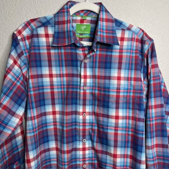 Non-Iron Classy Plaid Button Down Stretch Sz Medium - Picture 4 of 11